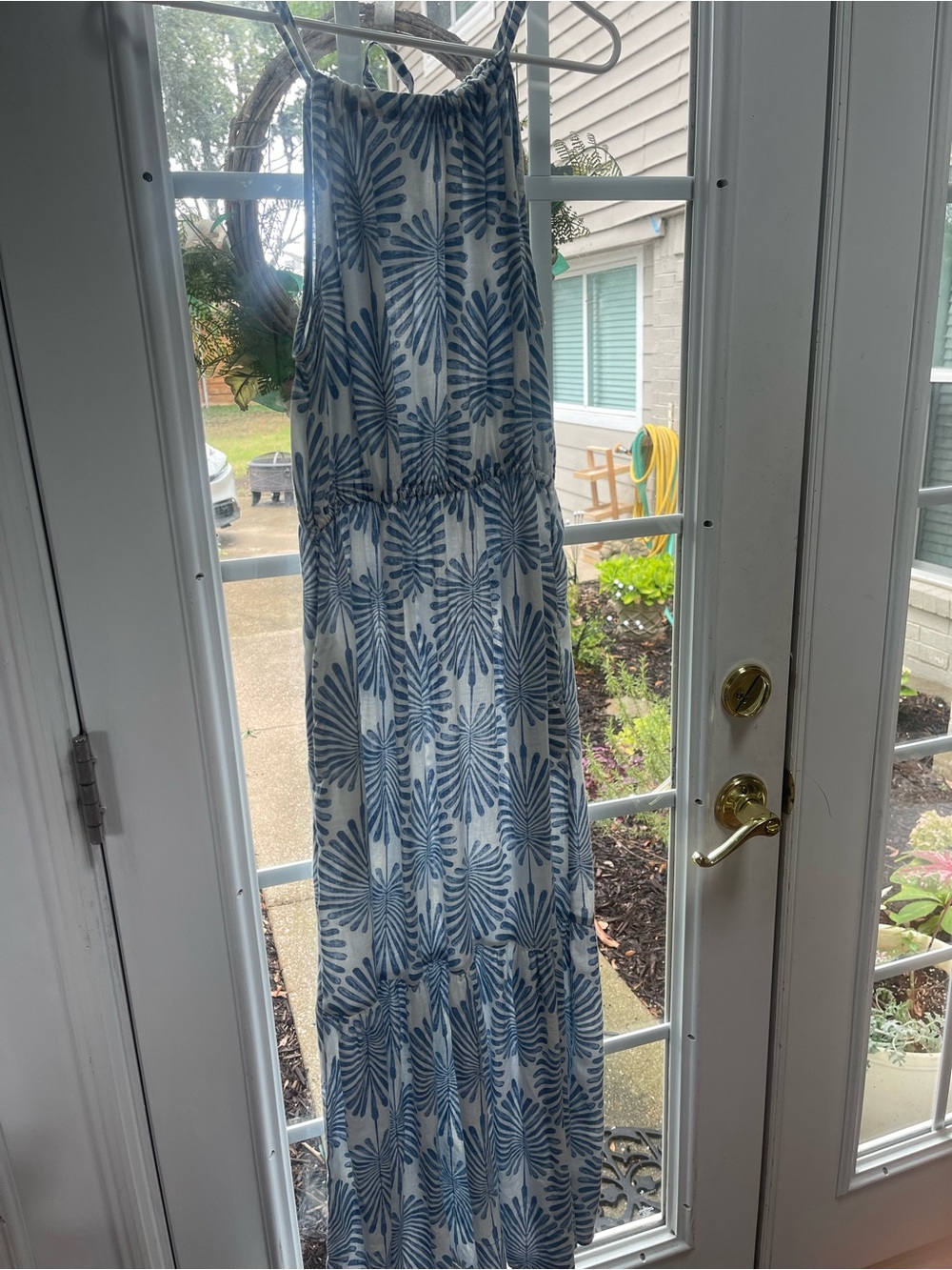 Joie Blue and White Botanical Print Maxi Dress